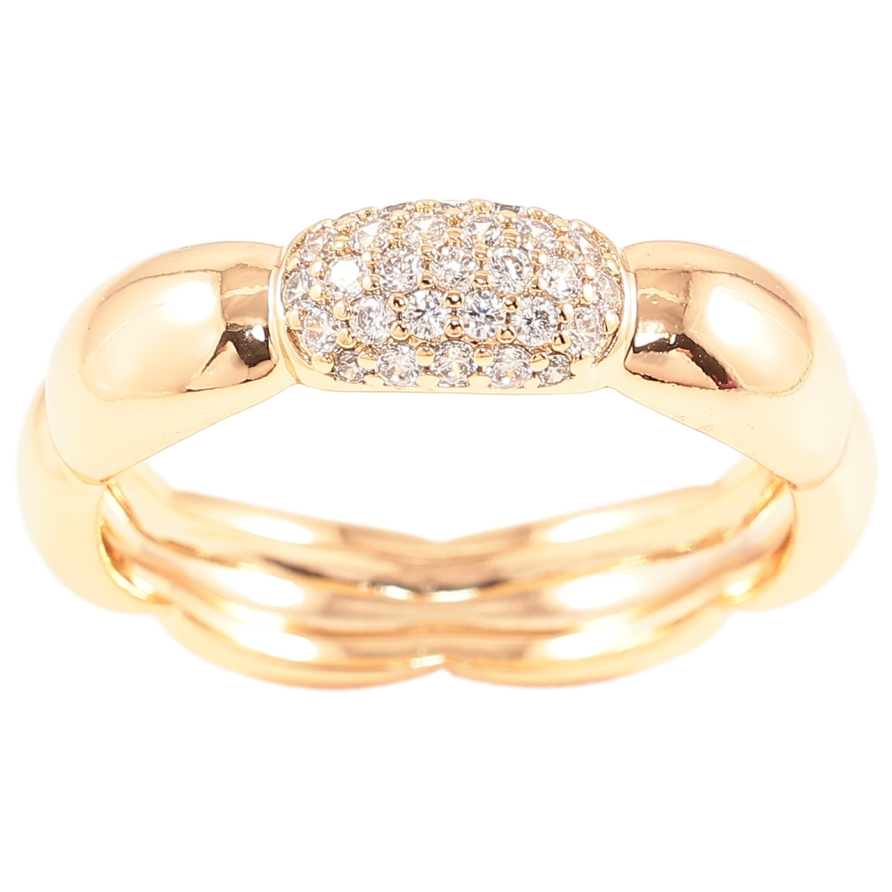 Кольцо Xuping Позолота 18K Фигурная шинка с инкрустацией цирконием, шир. 5мм фото №1