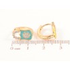 Сережки Xuping колір 18K колечка «Замочки з кристалами і жовто-блакитною емаллю» фото №2