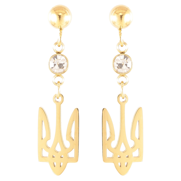 Сережки Xuping TTM Stainless Steel колір 14К пусети «Герб України» фото №13