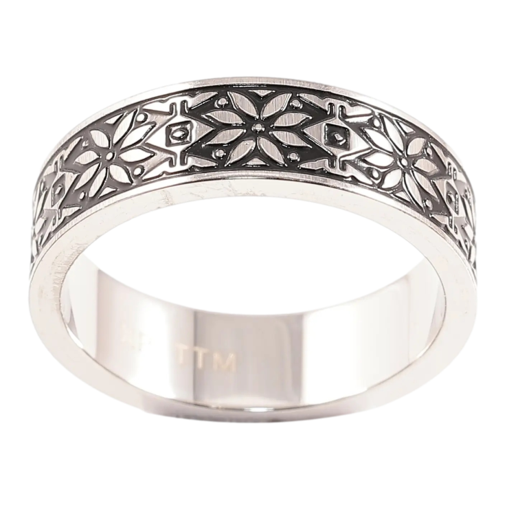 Каблучка Xuping TTM Stainless Steel колір Родій Вишиванка, шир. 5мм фото №17