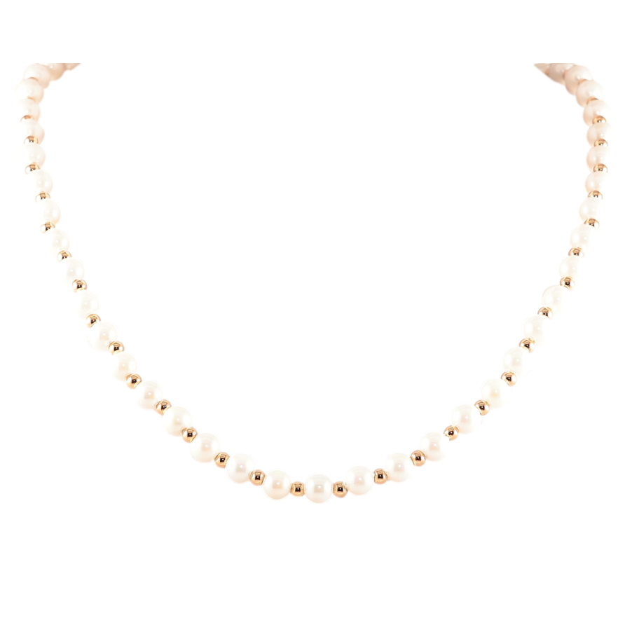 Намисто Xuping Позолота 18K  «Нитка перлинних і золотистих намистин» ø 3мм і 6мм, довжина 46-51см фото №1