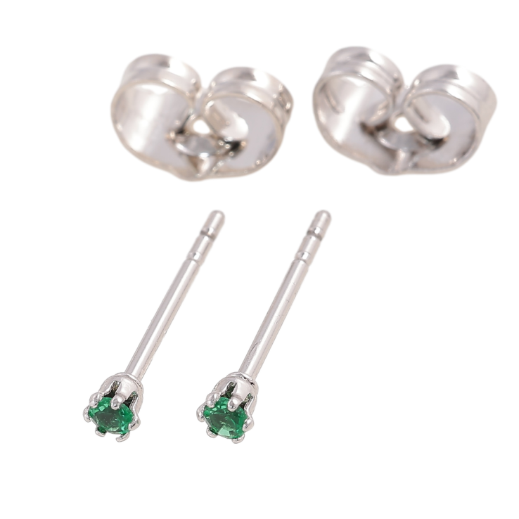 Сережки Xuping Родій пусети «Зелені фіаніти в 6-ти крапановій оправі» ø 2мм фото №17