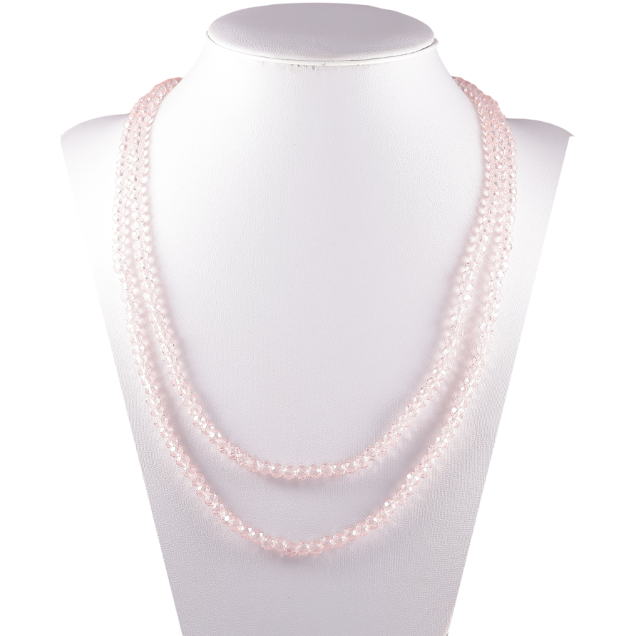 Ожерелье на резинке стекло Нить розовых бусин длина 1м х 4мм фото №1