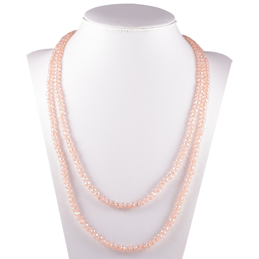 Ожерелье на резинке стекло Нить розовых бусин длина 1м х 4мм фото №1