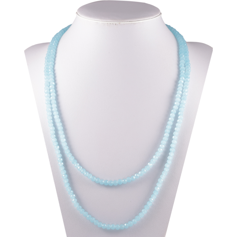 Ожерелье на резинке стекло Нить голубых бусин длина 1м х 4мм фото №1