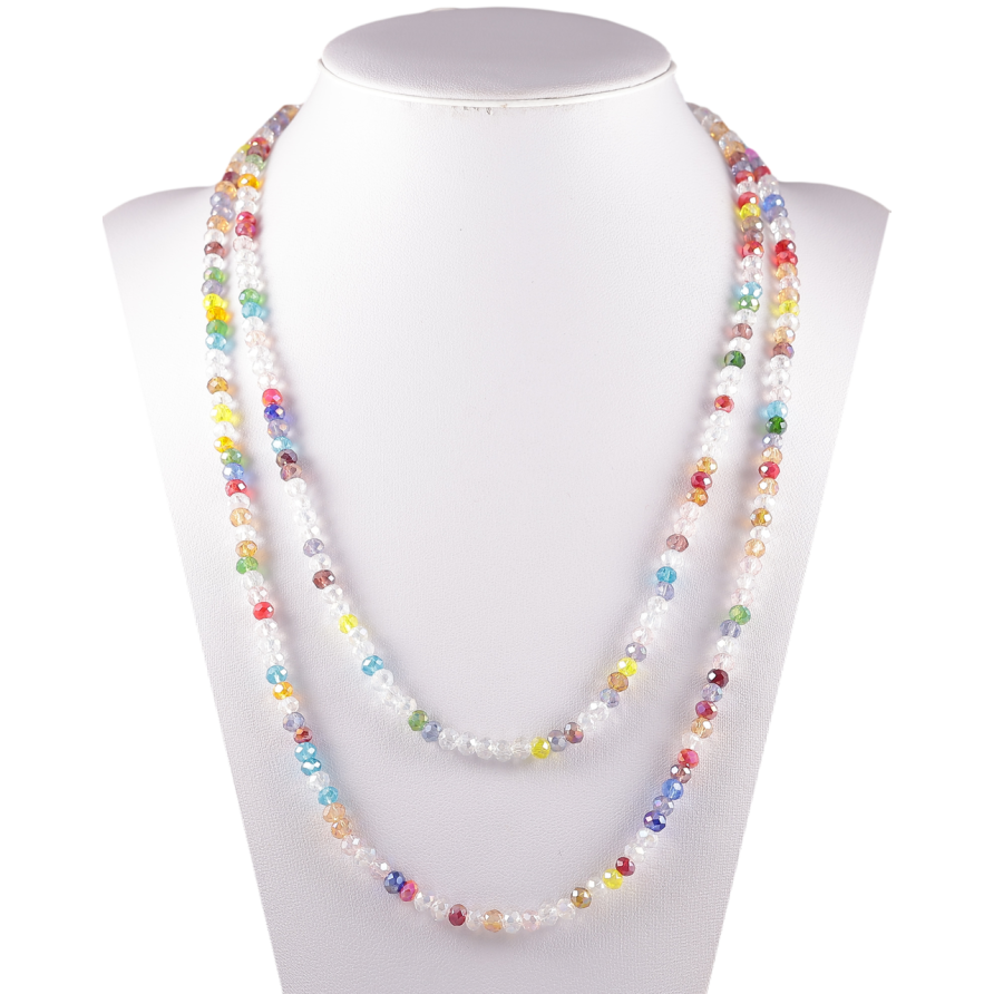 Намисто на гумці скло «Нитка різнокольорових намистин» довжина 1м х 4мм фото №1 Намисто на гумці скло «Нитка різнокольорових намистин» довжина 1м х 4мм фото №1