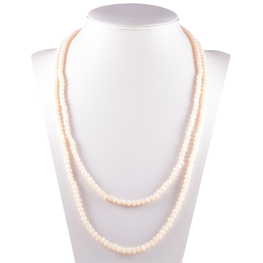 Намисто на гумці скло «Нитка кремових намистин» довжина 1м х 4мм фото №1 Намисто на гумці скло «Нитка кремових намистин» довжина 1м х 4мм фото №1