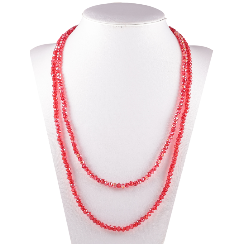 Ожерелье на резинке стекло Нить красных бусин длина 1м х 4мм фото №1