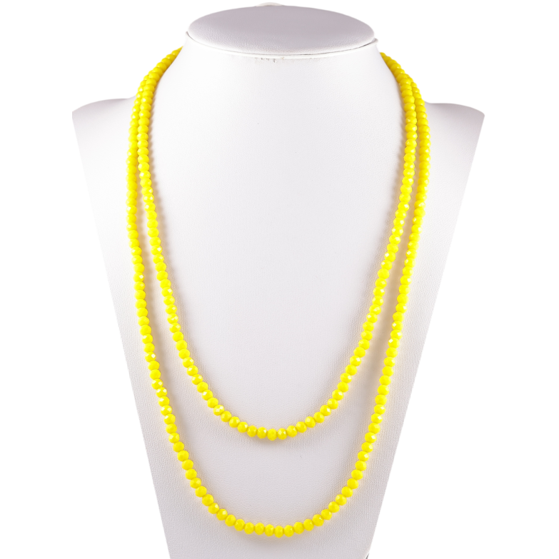 Намисто на гумці скло «Нитка жовтих намистин» довжина 1м х 4мм фото №1