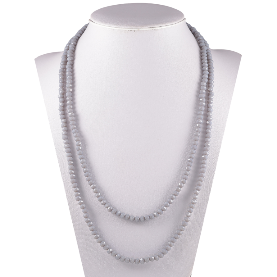 Ожерелье на резинке стекло Нить серых бусин длина 1м х 4мм фото №1