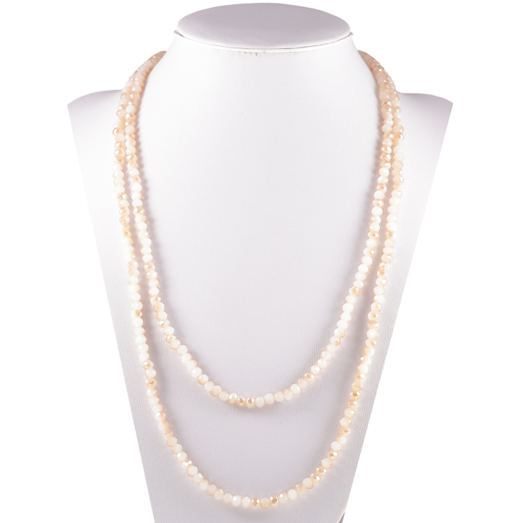 Намисто на гумці скло «Нитка біло-золотистых намистин» довжина 1м х 4мм фото №15 Намисто на гумці скло «Нитка біло-золотистых намистин» довжина 1м х 4мм фото №15