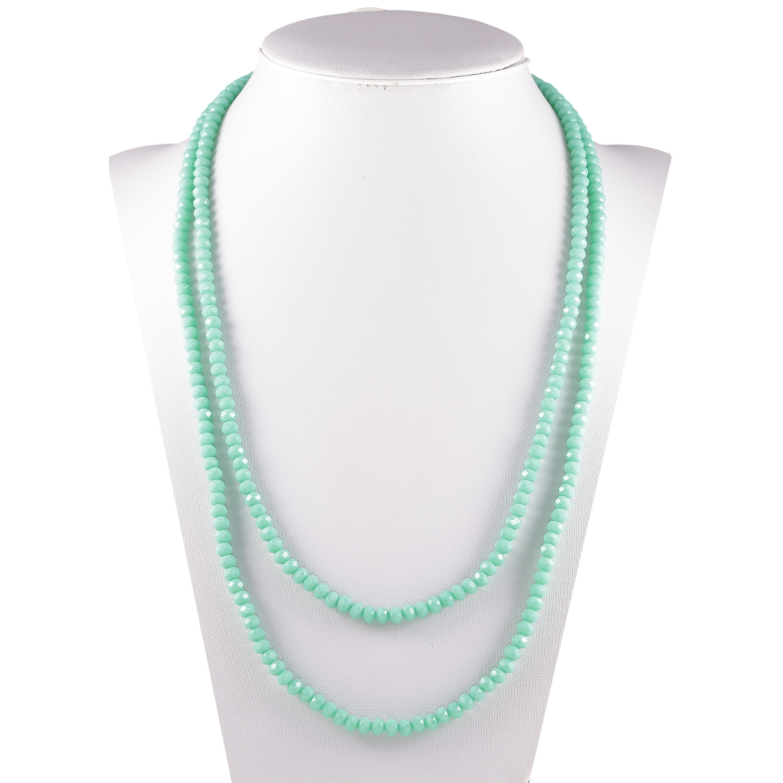 Намисто на гумці скло «Нитка ментолових намистин» довжина 1м х 4мм фото №1 Намисто на гумці скло «Нитка ментолових намистин» довжина 1м х 4мм фото №1