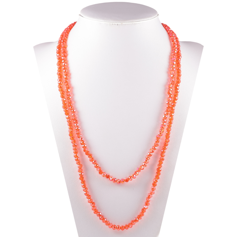 Ожерелье на резинке стекло Нить коралловых бусин длина 1м х 4мм фото №1