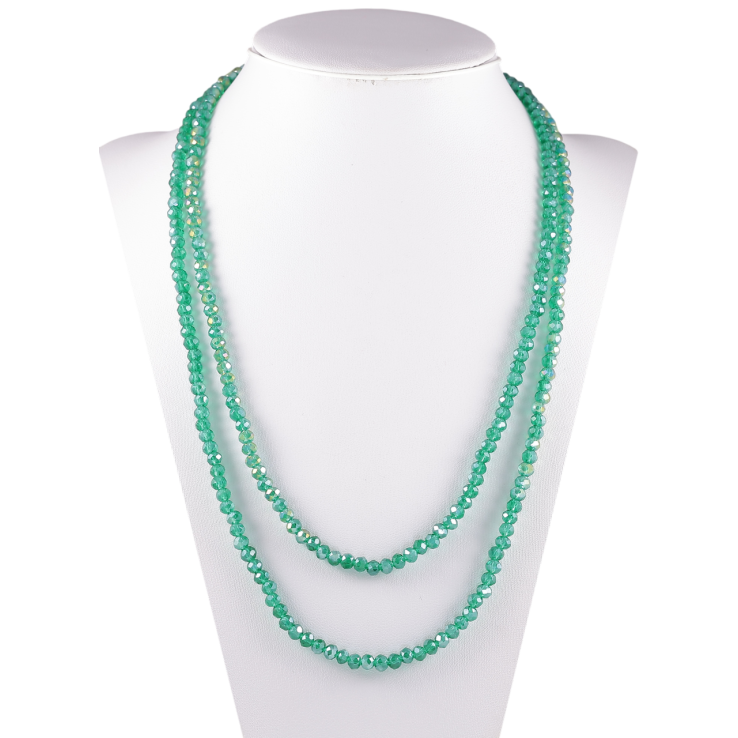 Намисто на гумці скло «Нитка зелених намистин» довжина 1м х 4мм фото №3 Намисто на гумці скло «Нитка зелених намистин» довжина 1м х 4мм фото №3