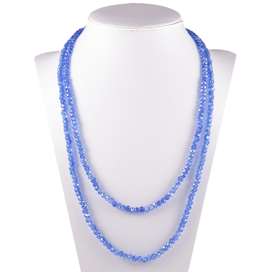 Ожерелье на резинке стекло Нить синих бусин длина 1м х 4мм фото №1