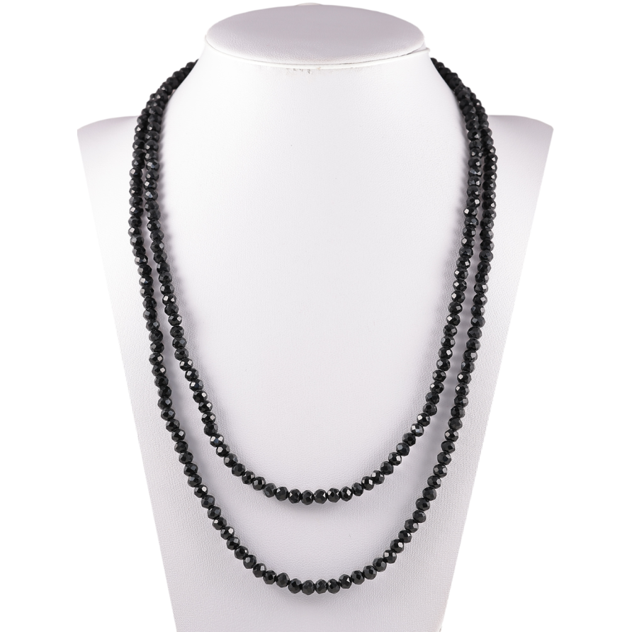 Ожерелье на резинке стекло Нить черных бусин длина 1м х 4мм фото №1 Ожерелье на резинке стекло Нить черных бусин длина 1м х 4мм фото №1