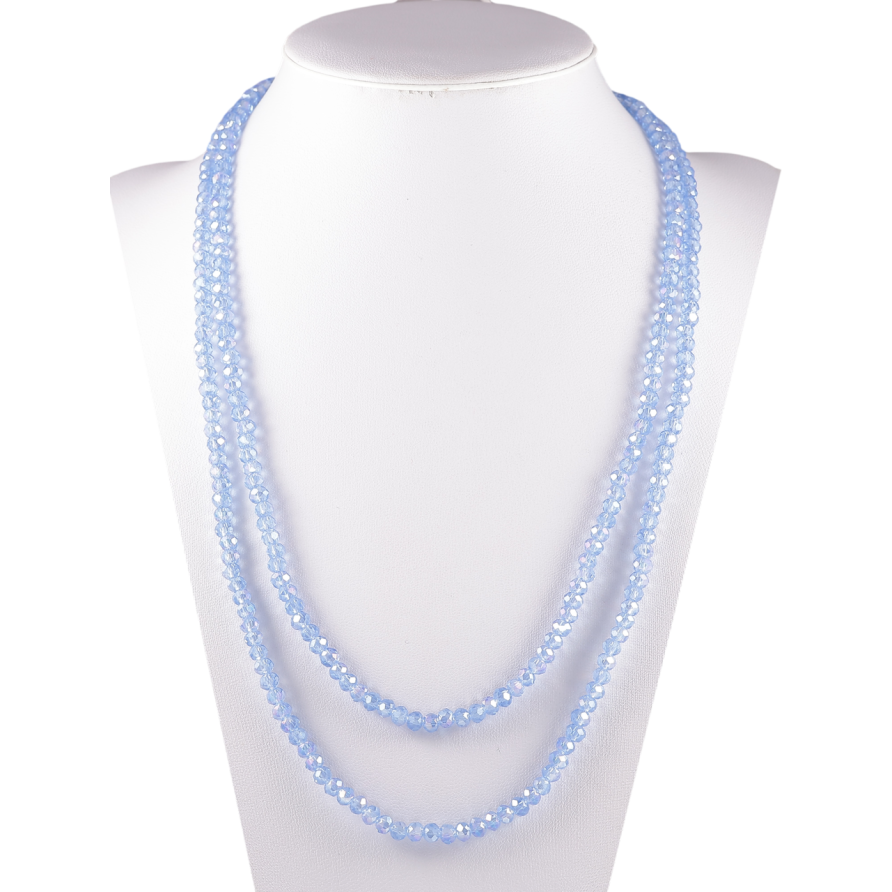 Ожерелье на резинке стекло Нить голубых бусин длина 1м х 4мм фото №1 Ожерелье на резинке стекло Нить голубых бусин длина 1м х 4мм фото №1