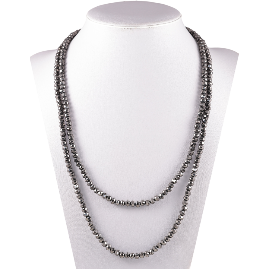 Ожерелье на резинке стекло Нить графитовых бусин длина 1м х 4мм фото №1 Ожерелье на резинке стекло Нить графитовых бусин длина 1м х 4мм фото №1