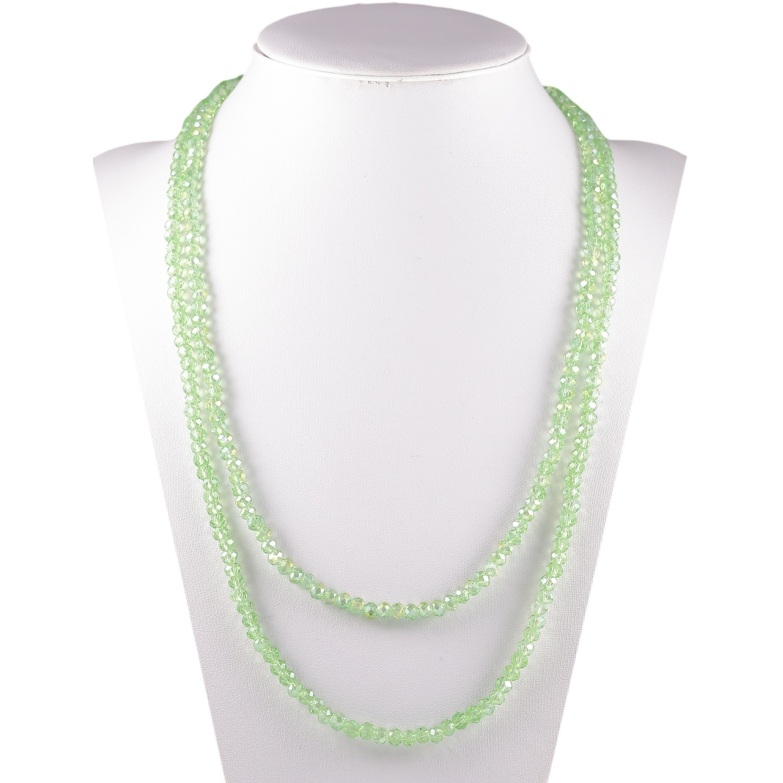 Ожерелье на резинке стекло Нить салатовых бусин длина 1м х 4мм фото №1