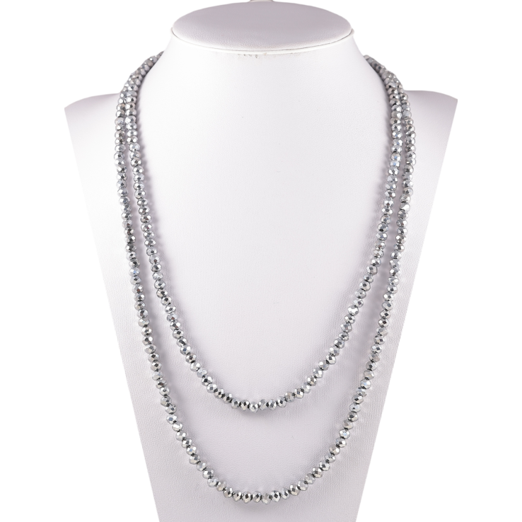 Намисто на гумці скло «Нитка сріблястих намистин» довжина 1м х 4мм фото №11 Намисто на гумці скло «Нитка сріблястих намистин» довжина 1м х 4мм фото №11