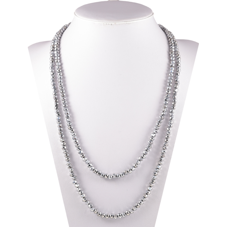 Намисто на гумці скло «Нитка сріблястих намистин» довжина 1м х 4мм фото №3 Намисто на гумці скло «Нитка сріблястих намистин» довжина 1м х 4мм фото №3