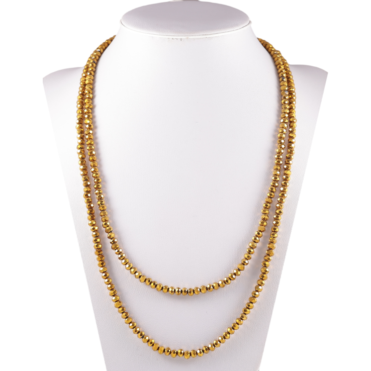 Намисто на гумці скло «Нитка золотистих намистин» довжина 1м х 4мм фото №8 Намисто на гумці скло «Нитка золотистих намистин» довжина 1м х 4мм фото №8