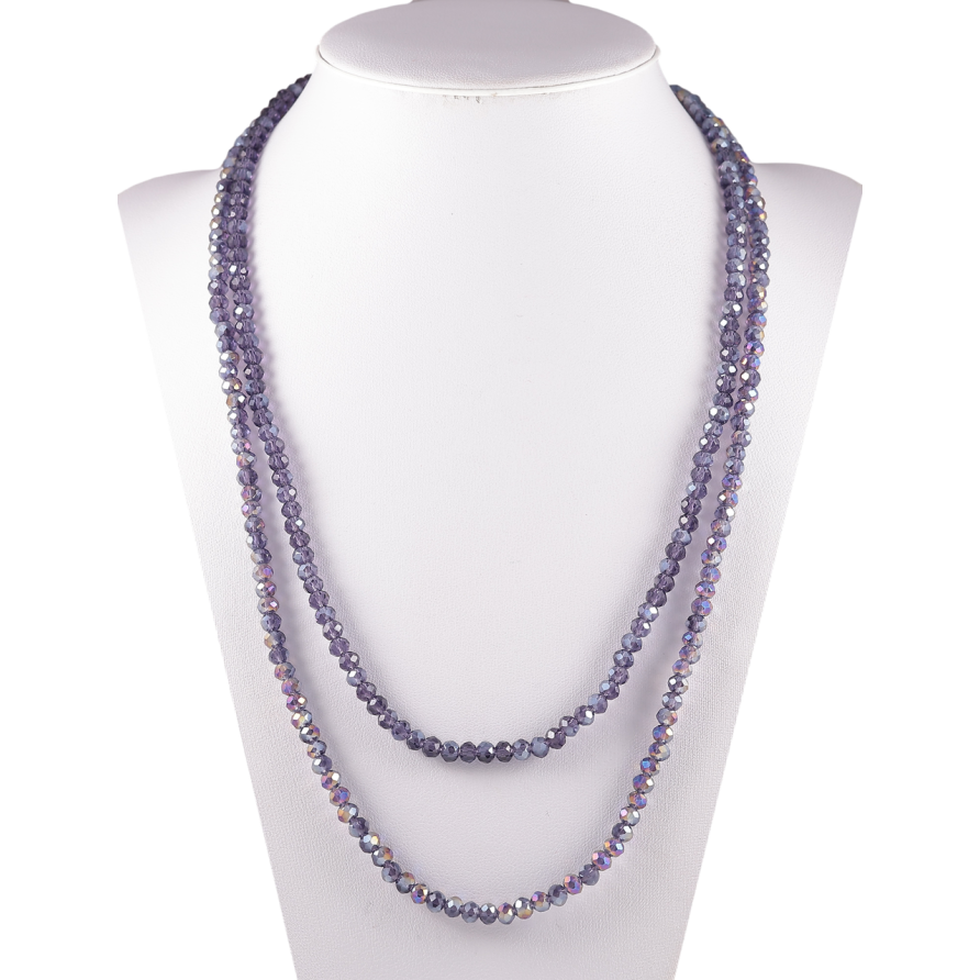 Ожерелье на резинке стекло Нить сливовых бусин длина 1м х 4мм фото №1