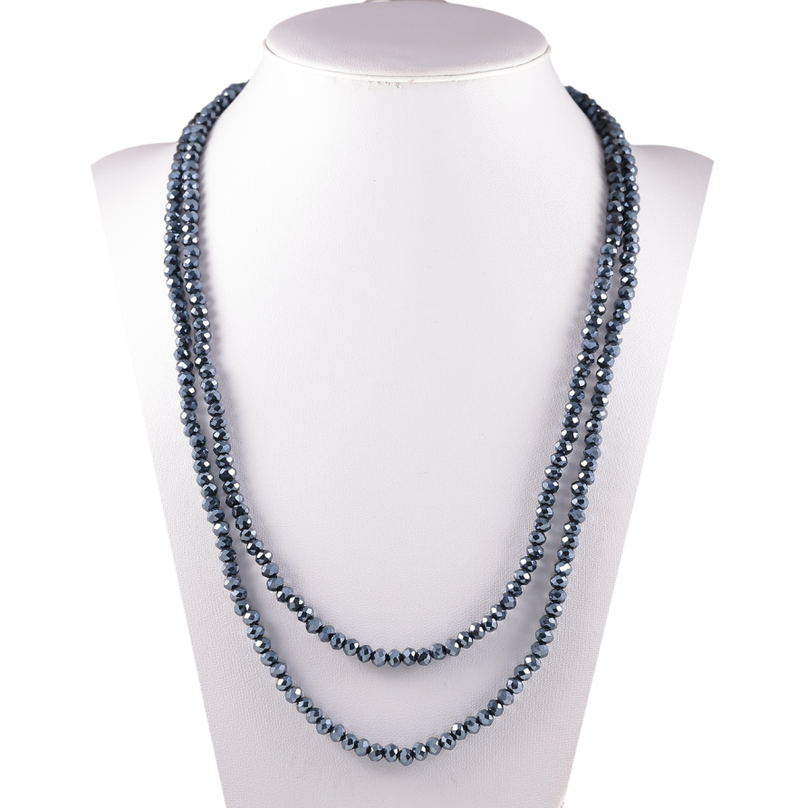 Намисто на гумці скло «Нитка графітових намистин» довжина 1м х 4мм фото №1 Намисто на гумці скло «Нитка графітових намистин» довжина 1м х 4мм фото №1