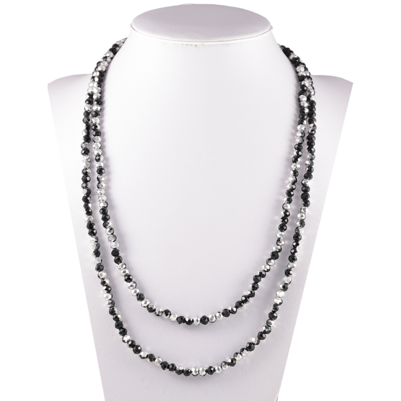 Намисто на гумці скло «Нитка чорно-білих намистин» довжина 1м х 4мм фото №1