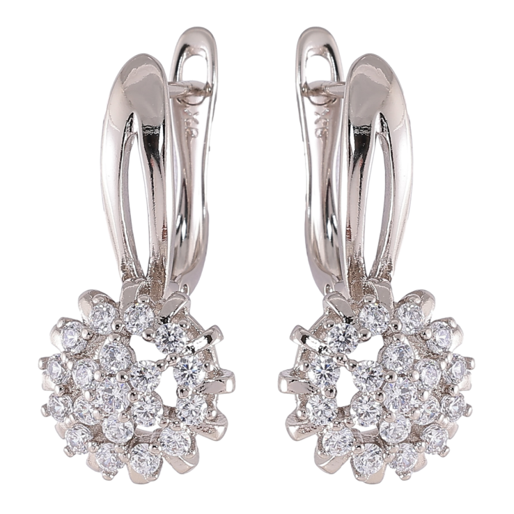 Серьги Xuping Родий английский замок Узор с инкрустацией цирконием фото №7