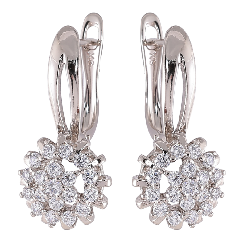 Серьги Xuping Родий английский замок Узор с инкрустацией цирконием фото №1