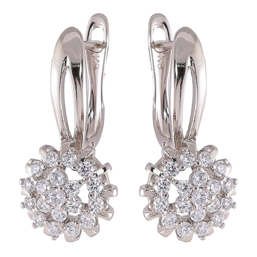 Серьги Xuping Родий английский замок Узор с инкрустацией цирконием фото №1