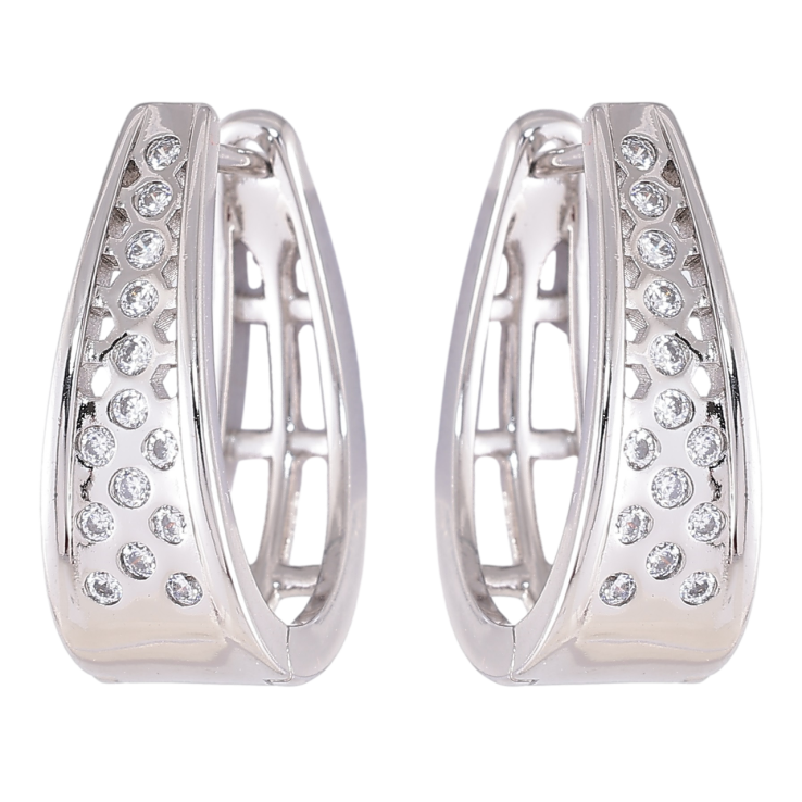 Серьги Xuping Родий английский замок Узор с вставками циркония фото №5