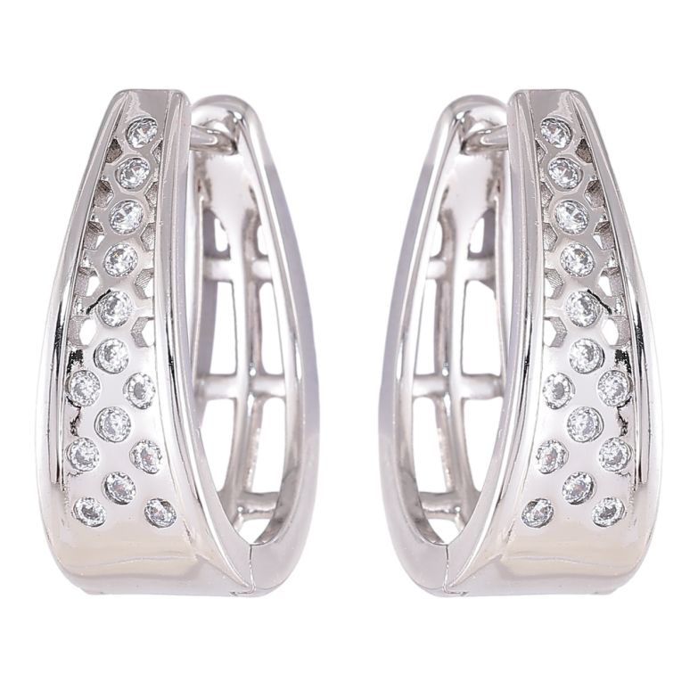 Серьги Xuping Родий английский замок Узор с вставками циркония фото №1