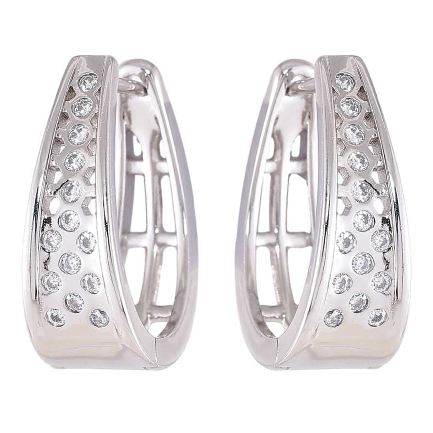 Серьги Xuping Родий английский замок Узор с вставками циркония фото №1