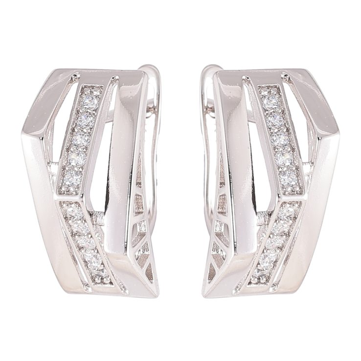 Серьги Xuping Родий английский замок Узор с цирконием фото №6