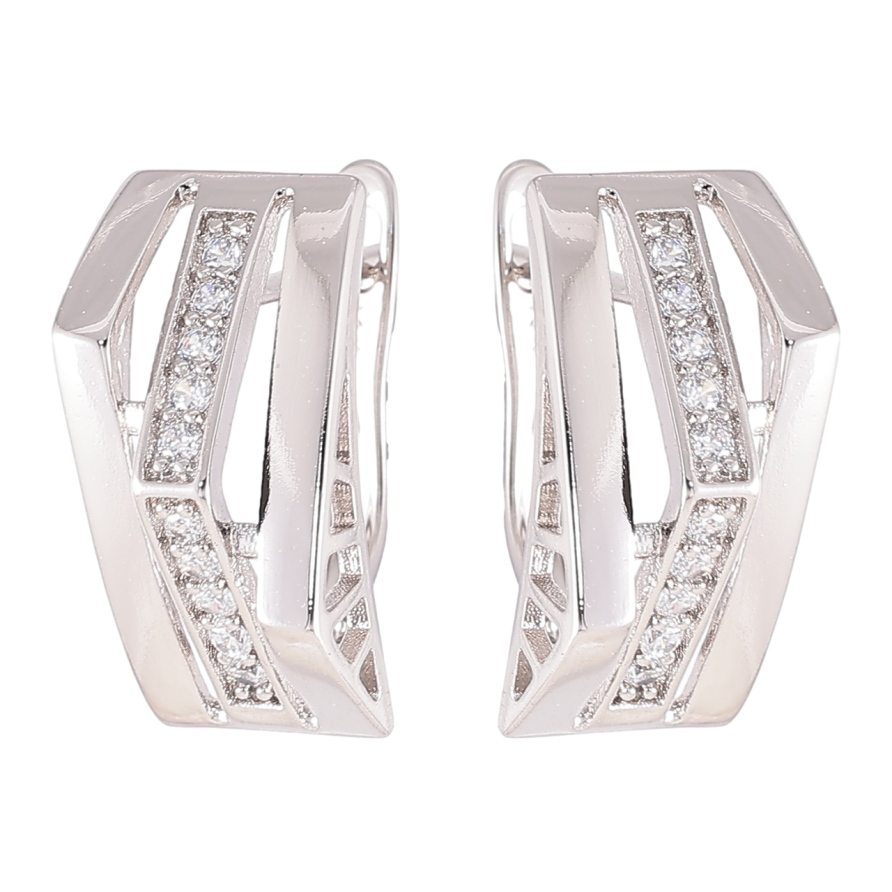 Серьги Xuping Родий английский замок Узор с цирконием фото №1