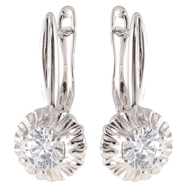 Серьги Xuping Родий английский замок Декоративные цветочки с фианитами фото №10