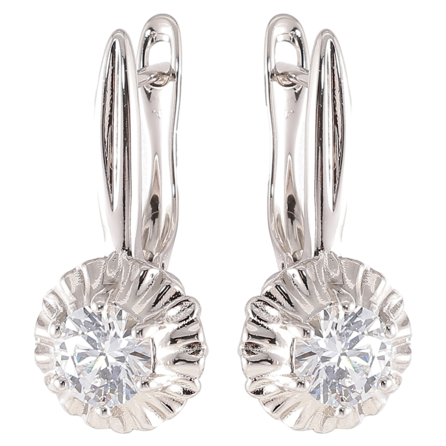 Серьги Xuping Родий английский замок Декоративные цветочки с фианитами фото №1