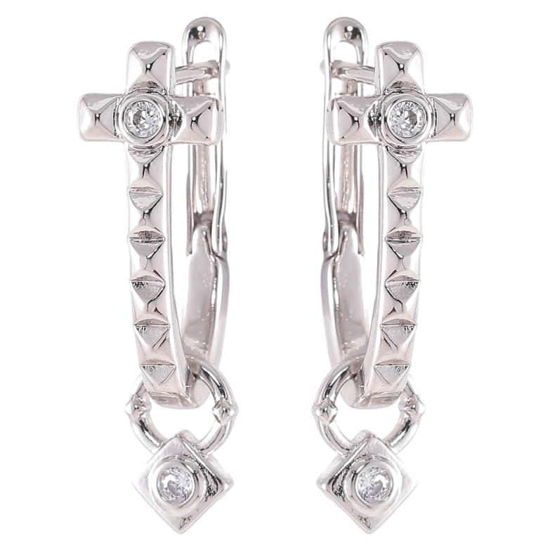 Серьги Xuping Родий английский замок Декоративные крестики с подвесками 2 в 1 фото №1