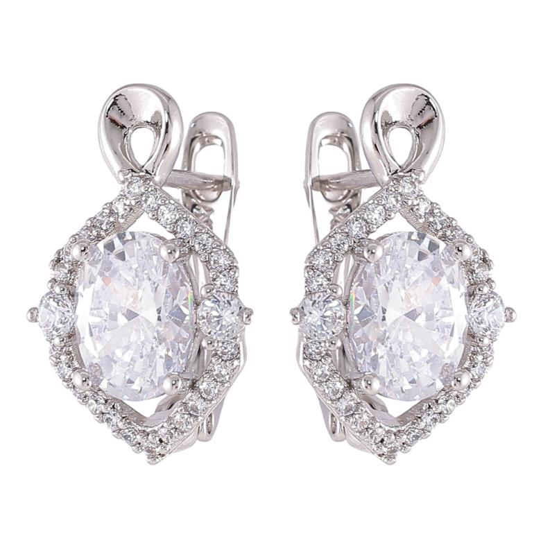 Сережки Xuping Родій англійський замок «Фіаніт у декоративному обрамленні цирконію» фото №4