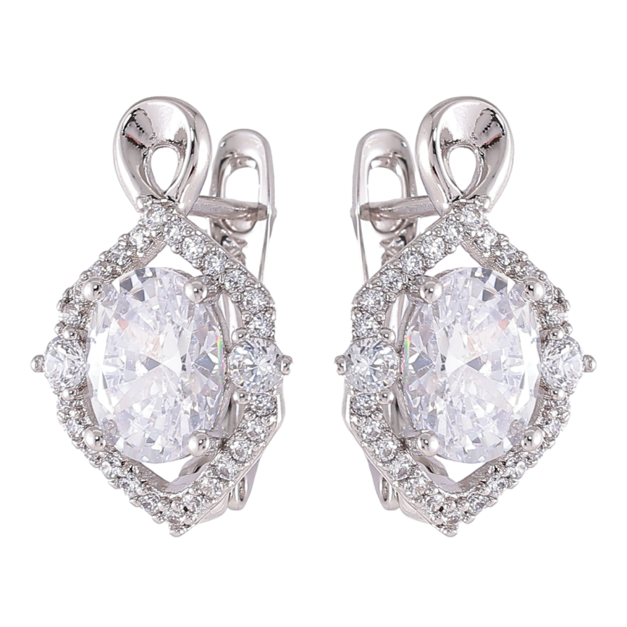 Сережки Xuping Родій англійський замок «Фіаніт у декоративному обрамленні цирконію» фото №1