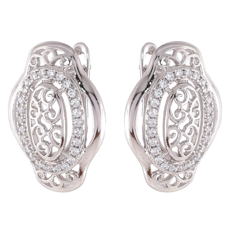 Сережки Xuping Родій англійський замок «Різьблений візерунок з цирконієм» фото №1