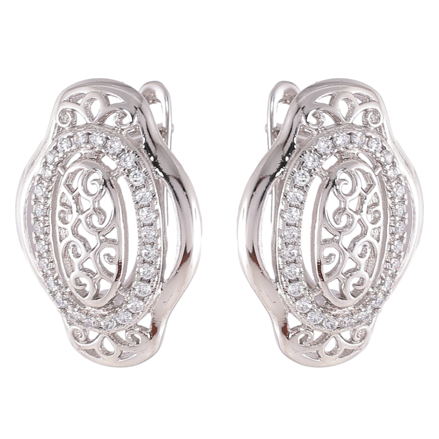 Сережки Xuping Родій англійський замок «Різьблений візерунок з цирконієм» фото №1