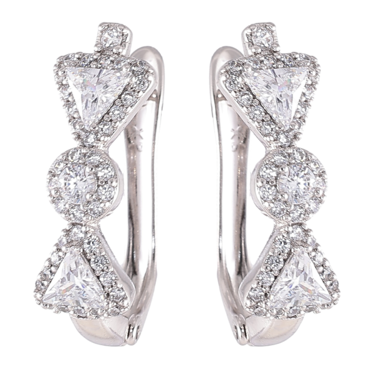 Серьги Xuping Родий английский замок Кристальный узор фото №24