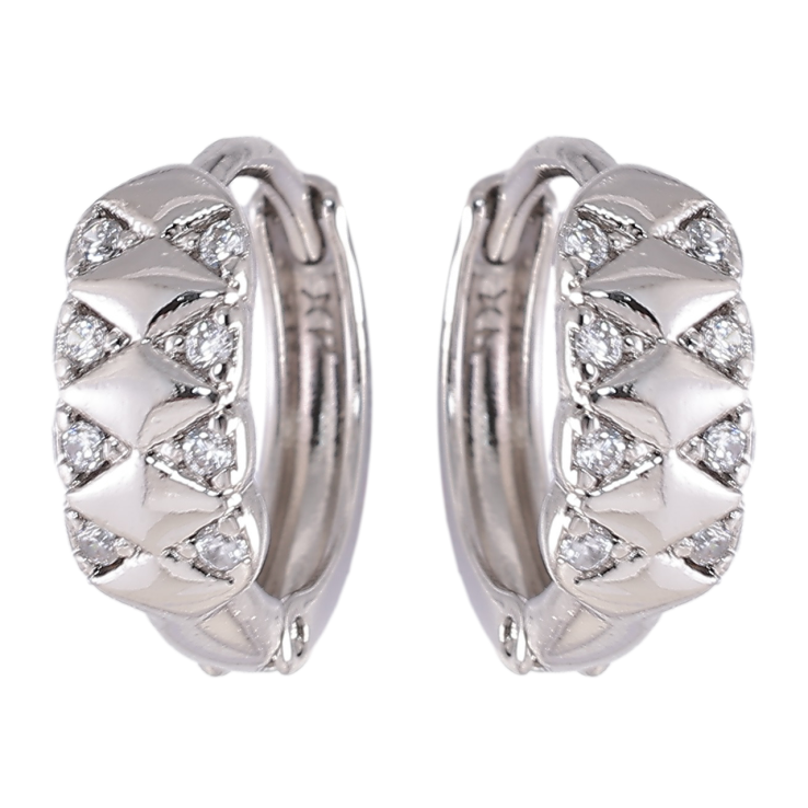 Серьги Xuping Родий колечки Узор цирконием фото №11