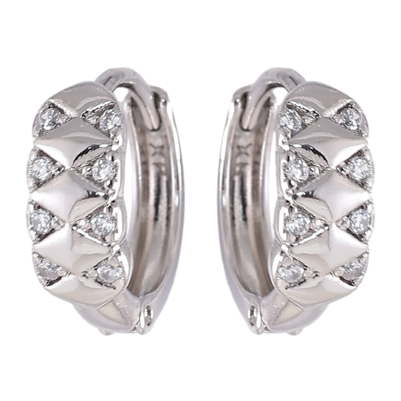 Серьги Xuping Родий колечки Узор цирконием фото №1