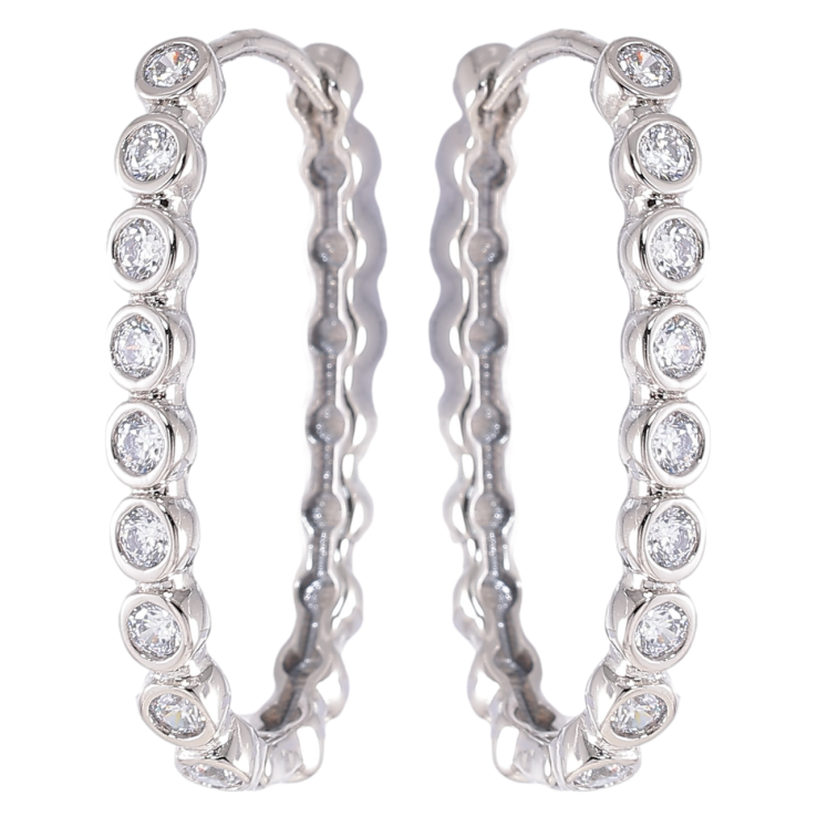 Серьги Xuping Родий колечки Дорожки циркония фото №25