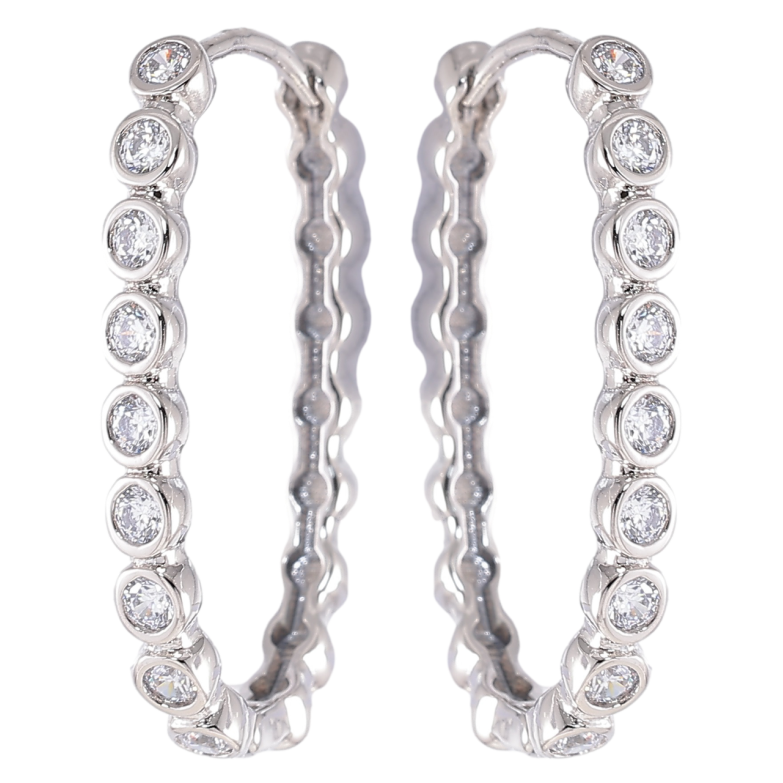 Серьги Xuping Родий колечки Дорожки циркония фото №1