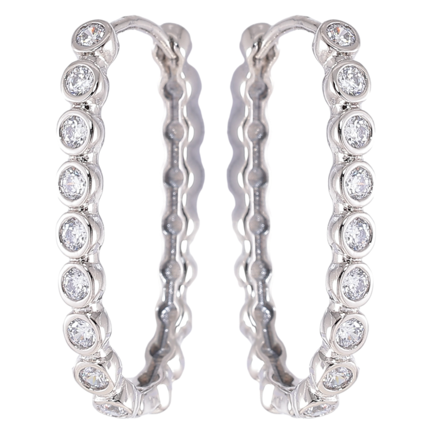 Серьги Xuping Родий колечки Дорожки циркония фото №1